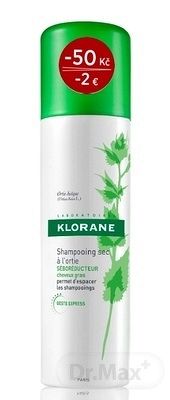 KLORANE SHAMPOOING SEC À L'ORTIE (zľava) suchý šampón s výťažkom zo žihľavy na mastné vlasy 1x150 ml