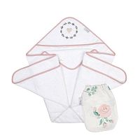 KLUPS Osuška s kapucňou a mušelínovou žinkou Rose 1×1 ks, nedráždi detskú pokožku