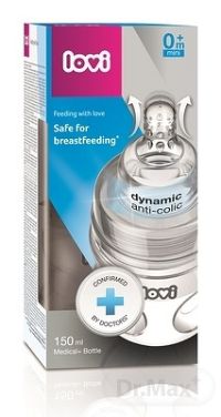 LOVI fľaša Medical+ Aktívne satie Super vent 1x1 set, silikónový dynamický cumlík 0m+ a 150 ml fľaška