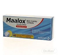 Maalox bez cukru s príchuťou citróna tbl mnd 400 mg/400 mg (blis.) 1x40 ks