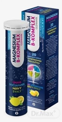 Magnesium B-Komplex GLENMARK 1x20 ks, šumivé tablety s citrónovou príchuťou