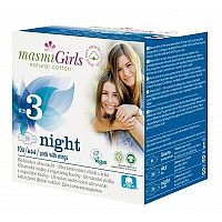 Masmi GIRLS ultratenké vložky z organickej bavlny NIGHT s krídielkami 1×10 ks, vložky