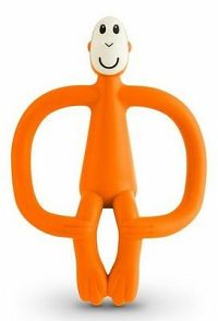 MATCHSTICK MONKEY Hryzátko a zubná kefka - oranžová 1×1 ks, hryzátko pre deti