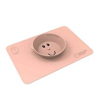 MATCHSTICK MONKEY Protišmyková miska s podložkou, dusty pink 1×1 ks, protišmyková miska