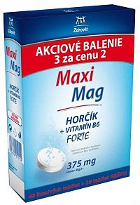 MaxiMag MG FORTE 375MG+B6 3x20 tabliet - Akciové balenie 2+1