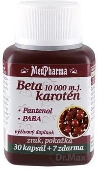 MedPharma BETAKAROTÉN 10 000 m.j.+Pantenol+PABA cps 30+7 (37 ks)