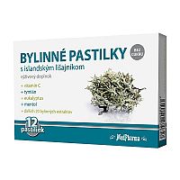 MedPharma BYLINNÉ PASTILKY Bez cukru s islandským lišajníkom, 1x12 ks