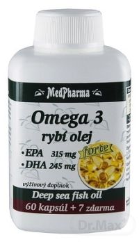 MedPharma OMEGA 3 rybí olej forte - EPA, DHA cps 60+7 zadarmo (67 ks)