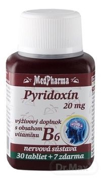 MedPharma PYRIDOXÍN 20 mg (vitamín B6) 1×37 tbl, 30+7 zadarmo