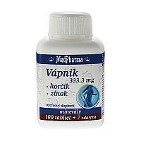 MedPharma VÁPNIK 333,3 mg + Horčík + Zinok tbl 100+7 zadarmo (107 ks)