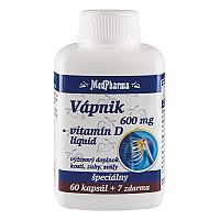 MedPharma VÁPNIK 600 mg + Vitamín D liq. cps 60+7 (67 ks)