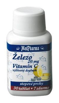 MedPharma ŽELEZO 20MG + Vit. C tbl 30+7 zadarmo (37 ks)