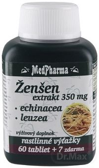 MedPharma ŽENŠEN 350 mg + Echinacea + Leuzea 1x67 tbl, výživový doplnok