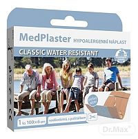 MedPlaster Náplasť CLASSIC WATER RESISTANT 1×1 ks, vodeodolná s vankúšikom