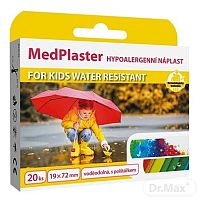 MedPlaster Náplasť FOR KIDS WATER RESISTANT 1×20 ks, vodeodolná s vankúšikom, pre deti