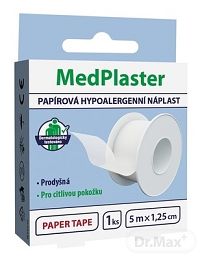 MedPlaster PAPER TAPE - PAPIEROVÁ NÁPLASŤ 1×1 ks, fixačná, hypoalergénna