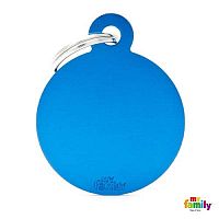 MF BIG ROUND ALUMINUM BLUE gravírovateľný prívesok 3,93x3,17cm