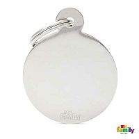 MF BIG ROUND CHROMED BRASS 3,93x3,17 cm gravírovateľný prívesok