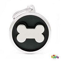 MF BLACK BIG CIRCLE  BONE 3,93x3,17 cm gravírovateľný prívesok