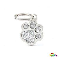 MF PAW GLITTER GREY gravírovateľný prívesok 2x2 cm