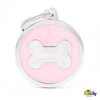 MF PINK BIG CIRCLE BONE 3,93x3,17 cm gravírovateľný prívesok
