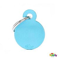 MF SMALL ROUND ALUMINUM LIGHT BLUE 2,85x2,15 cm gravírovateľný prívesok
