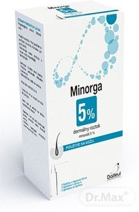 Minorga 5 % dermálny roztok sol der (fľ.HDPE+3 aplik.s dýzou+2 aplik.so špičkou) 3x60 ml