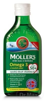 MOLLER´S Omega 3 RYBÍ OLEJ dospelí 50+ 1×250 ml, rybí olej