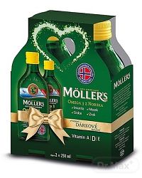 Mollers Omega 3 rybí olej citron 1×1 set, darčekové balenie 2×250 ml