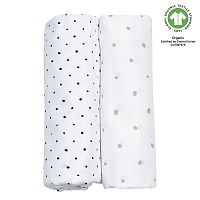MOTHERHOOD Plienka mušelínová BIO 2ks Grey and Black Dots 85x85cm 1×2ks