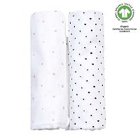 MOTHERHOOD Plienka mušelínová BIO 2ks Pink and Black Dots 85x85cm 1×2ks