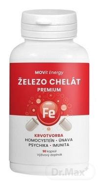 MOVit Železo Chelát Premium 1×90 cps, výživový doplnok