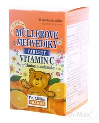 MÜLLEROVE medvedíky - vitamín C tbl s príchuťou mandarínky 45 ks