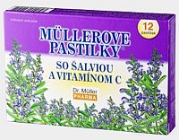 MÜLLEROVE PASTILKY SO ŠALVIOU A VIT. C 1×12 ks, pri nachladení