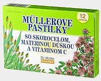 MÜLLEROVE PASTILKY SO SKOR. MAT. DÚŠKOU A VIT. C 1×12 ks, pri kašli