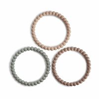 Mushie náramkové hryzátko zo silikónu PEARL clary sage tuscany desert sand 1×1 ks, hryzátko
