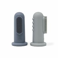 Mushie silikónová zubna kefka na prst 2ks. tradewinds stone 1×2 ks, zubná kefka