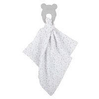 NATTOU Hryzačka silikónová bez BPA s bavlnenou dečkou 28 x 28 cm grey 1×1ks