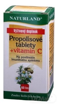 NATURLAND PROPOLISOVÉ TABLETY + VITAMÍN C 1x60 tbl, výživový doplnok