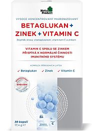 Naturprodukt Betaglukán + Zinok + Vitamín C 30 cps