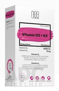 nesVITAMINS Vitamin D3 2000 I.U. + K2 70 μg 1×30 cps , výživový doplnok