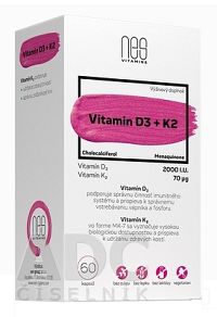nesVITAMINS Vitamin D3 2000 I.U. + K2 70 μg 1×60 cps, výživový doplnok