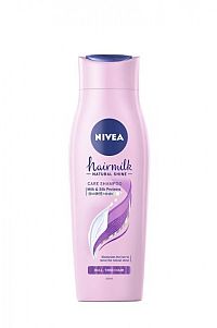 Nivea Hairmilk Natural Shine pečující šampon na unavené vlasy bez lesku 250 ml