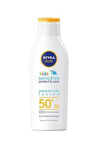 Nivea Sun Detské mlieko Sensitive OF50+ 1×200 ml, detské mlieko na opaľovanie