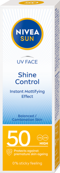Nivea Sun UV Face Shine Control OF 50 zmatňujúci opaľovací krém pre normálnu až zmiešanú pleť 50 ml
