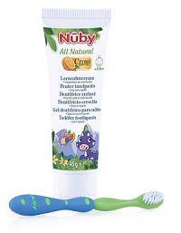 Nuby detská zubná pasta All Natural 45 g a zubná kefka 24m+