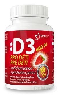 NUTRICIUS Vitamín D3 pre deti 400 IU 1×30 ks, vitamíny