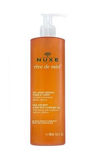 NUXE Réve de Miel Sprchový gél na tvár a telo zvláčňujúci, pre suchú a citlivú pokožku, 1x400 ml