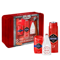 Old Spice Captain 2v1 sprchový gel a šampon 250 ml + voda po holení 100 ml + deodorant stick 50 ml + plechová krabička darčeková sada