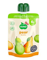 OVKO Bio Detská výživa Hruška 1×90 g, ovocná kapsička